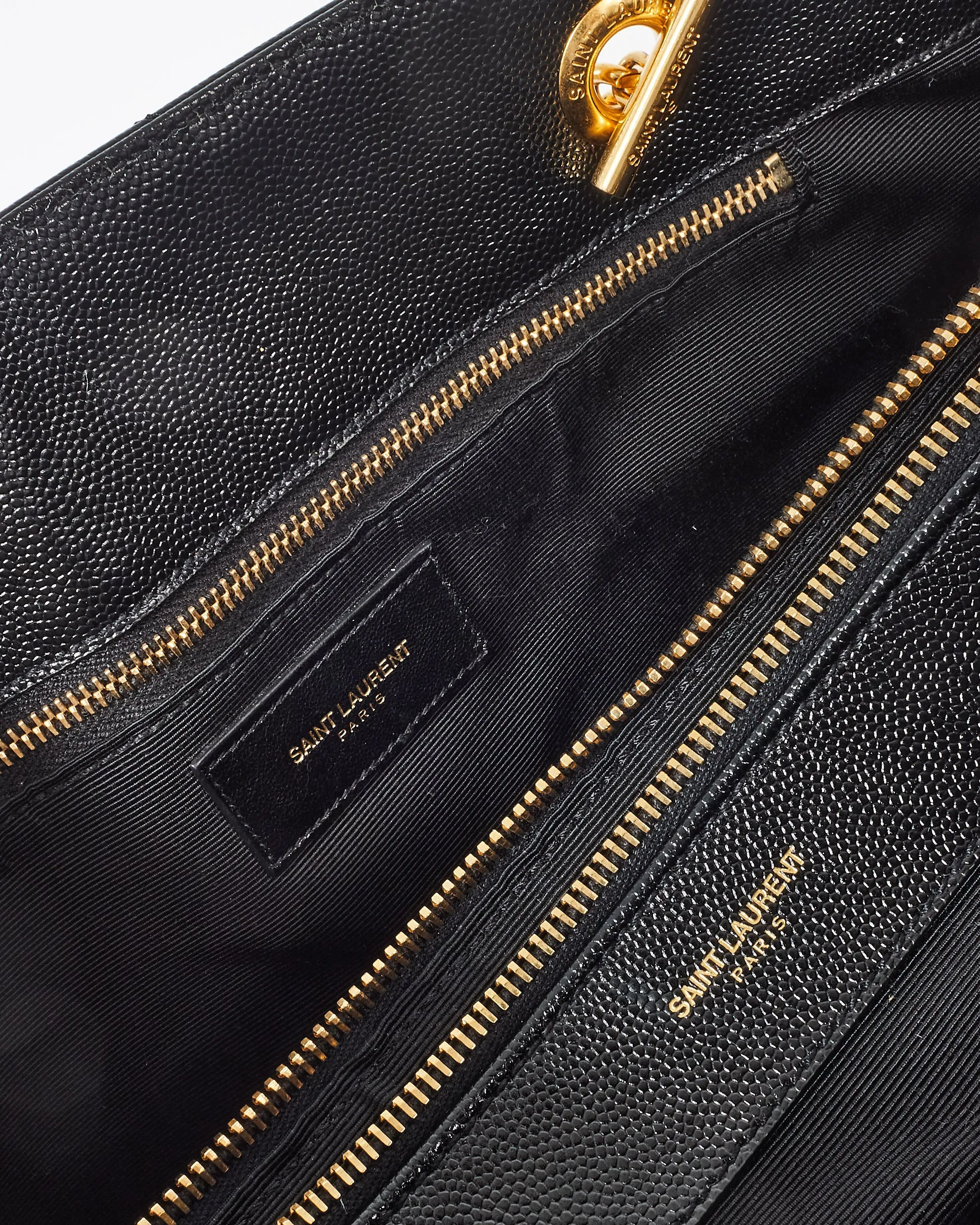 Saint Laurent Black Grain De Poudre Leather Matelasse Shopping Tote Bag