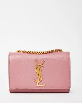 Saint Laurent Pink Grained Leather Kate Chain Bag