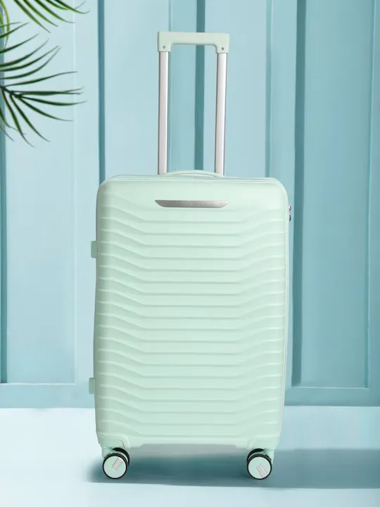 Silver Bar Textured 360 Degree Rotation Hard Large-Sized Trolley Bag 95L