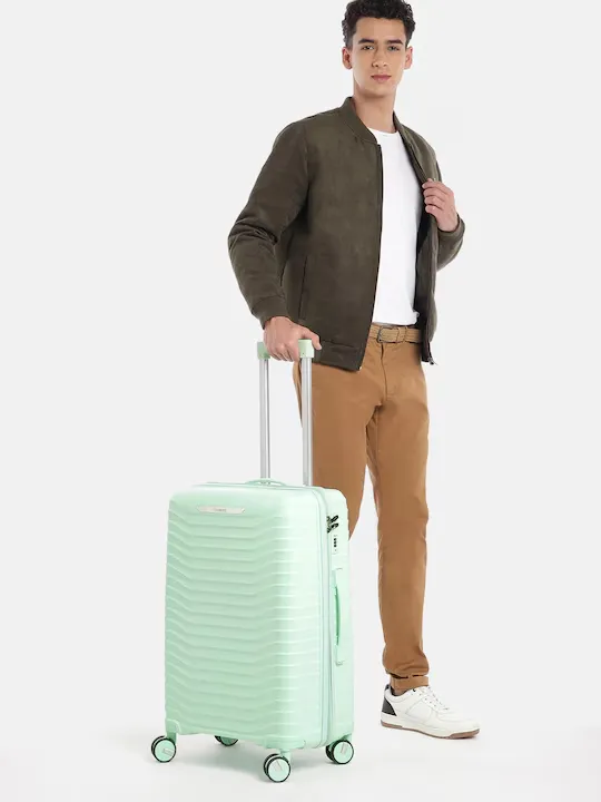 Silver Bar Textured 360 Degree Rotation Hard Large-Sized Trolley Bag 95L