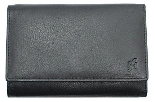 STARHIDE Women Purse Genuine Leather Trifold Multi Credit Card Clutch Wallet with Zip Pocket Gift Boxed 5515