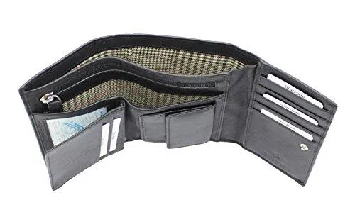 STARHIDE Women Purse Genuine Leather Trifold Multi Credit Card Clutch Wallet with Zip Pocket Gift Boxed 5515