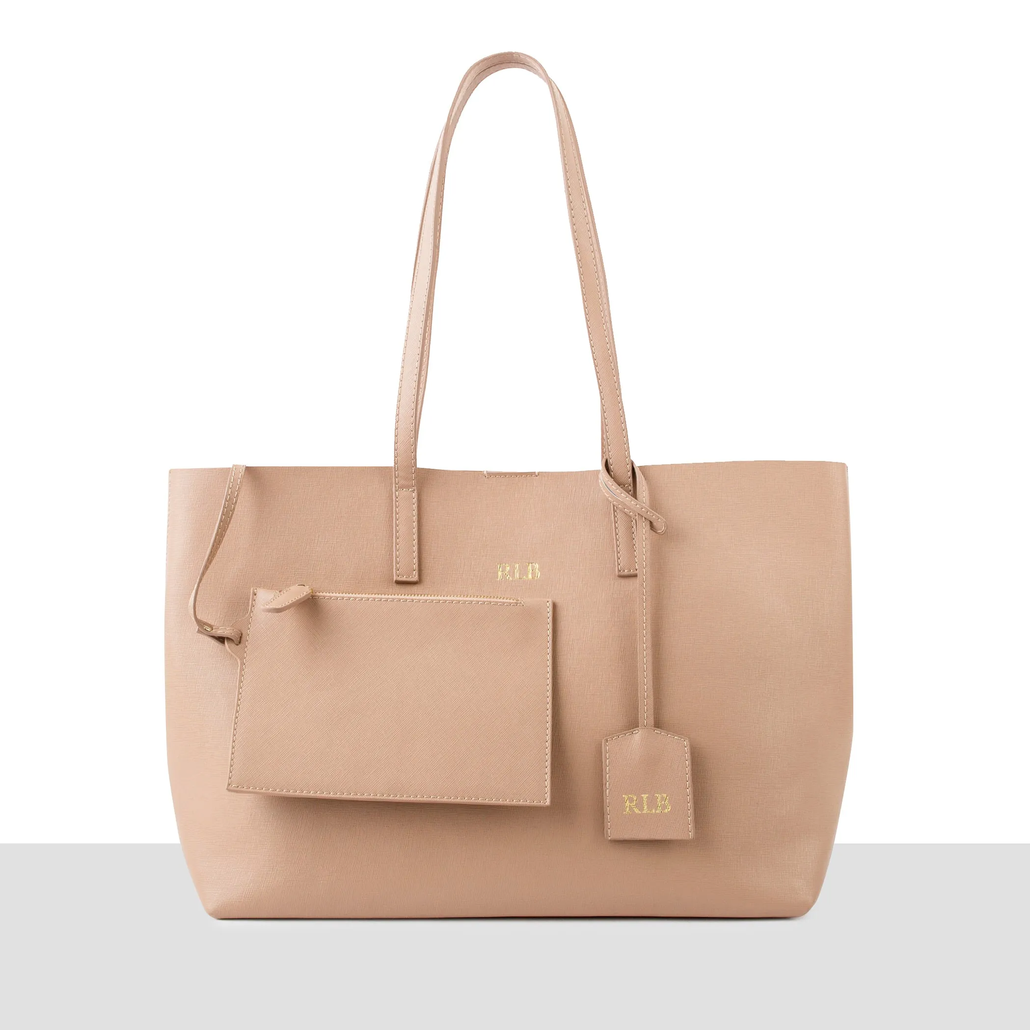 Stockholm Leather Tote Bag | Nude Saffiano