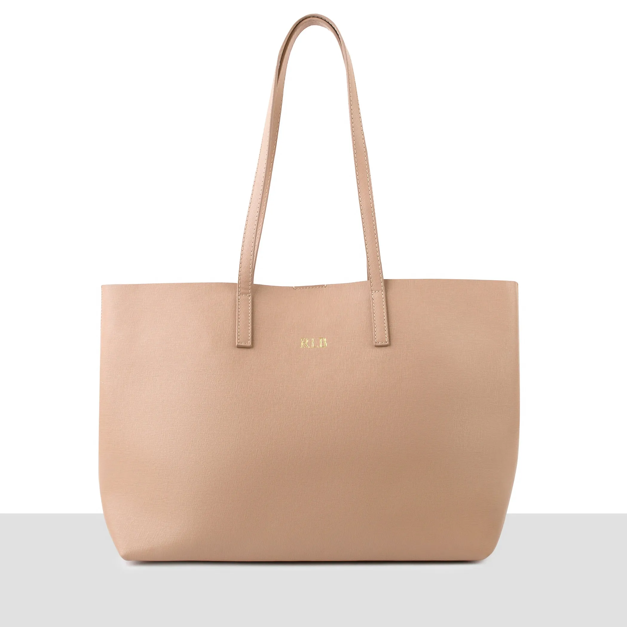 Stockholm Leather Tote Bag | Nude Saffiano