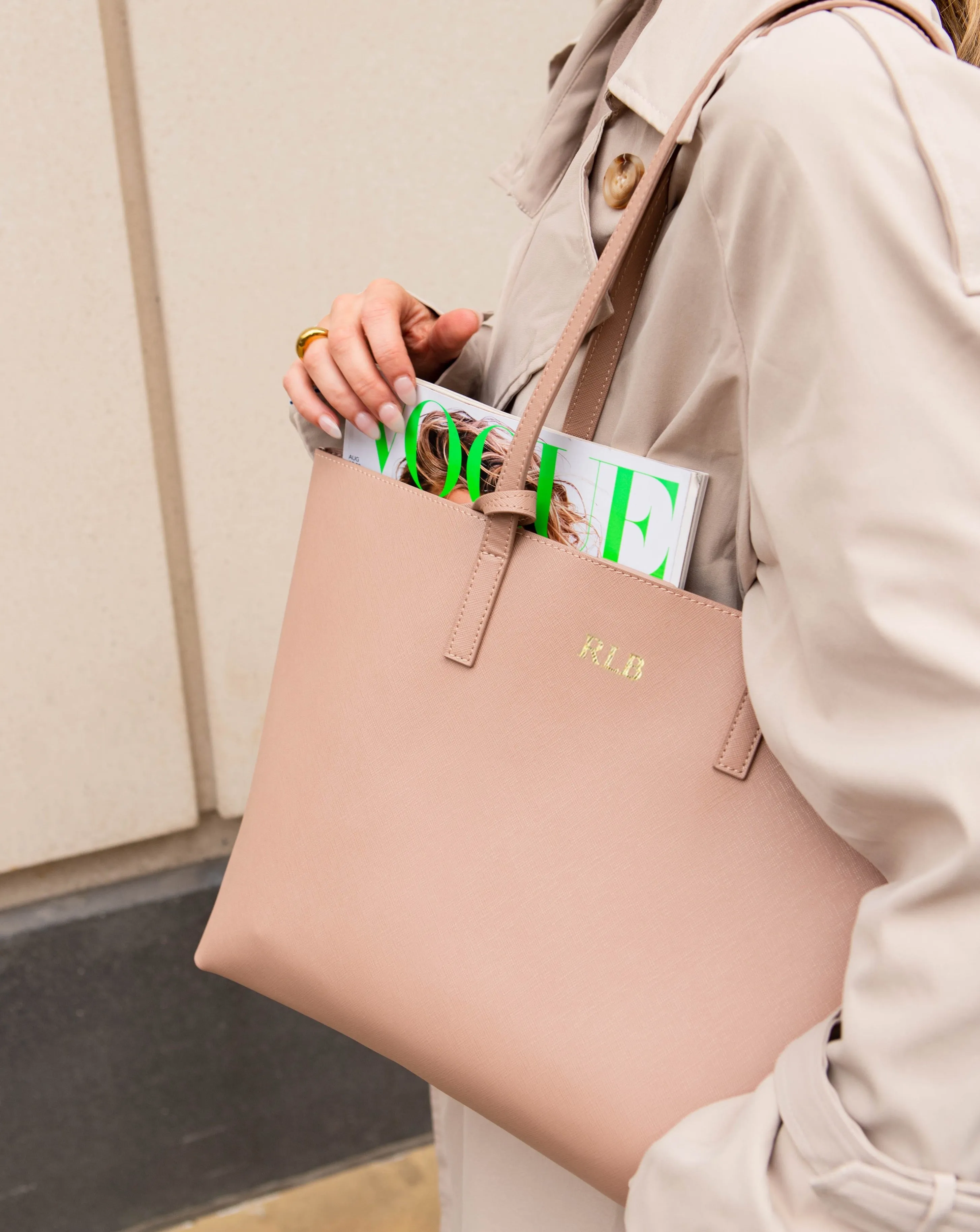 Stockholm Leather Tote Bag | Nude Saffiano