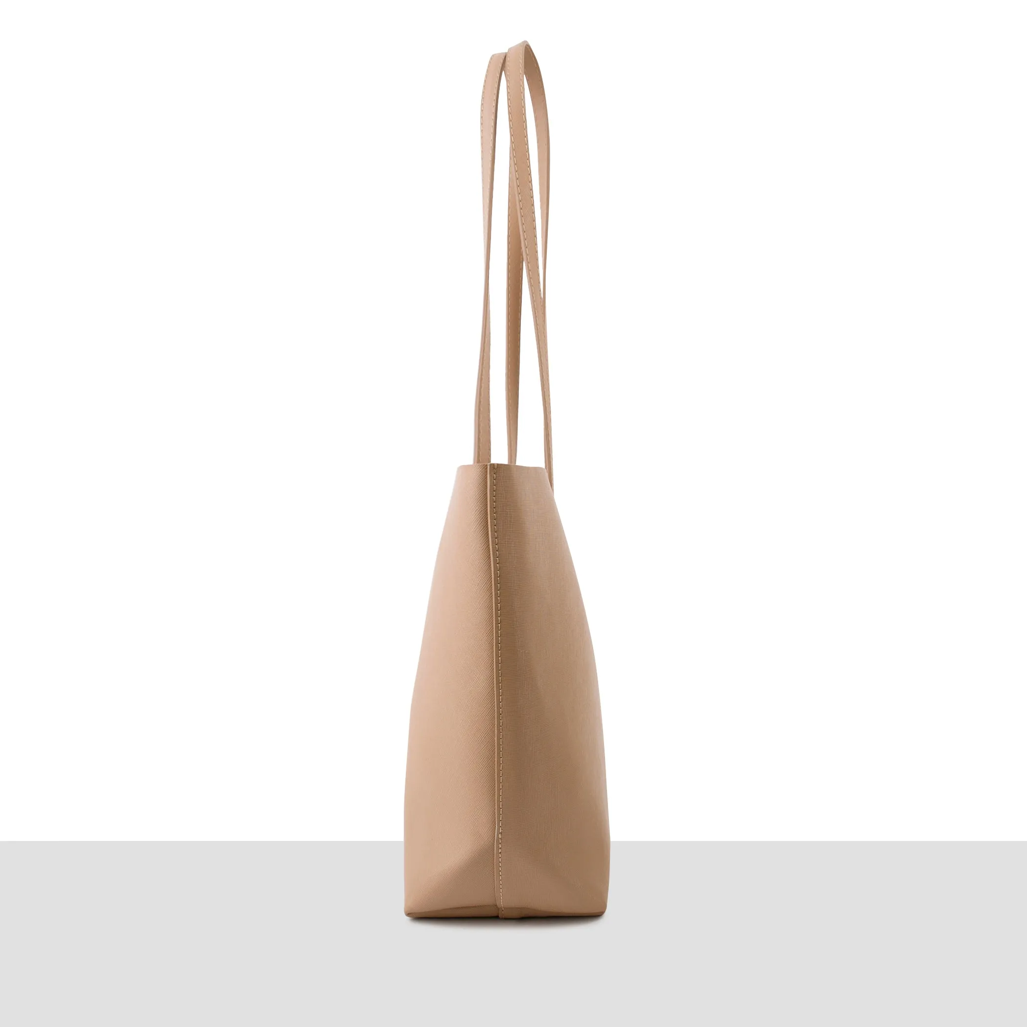 Stockholm Leather Tote Bag | Nude Saffiano