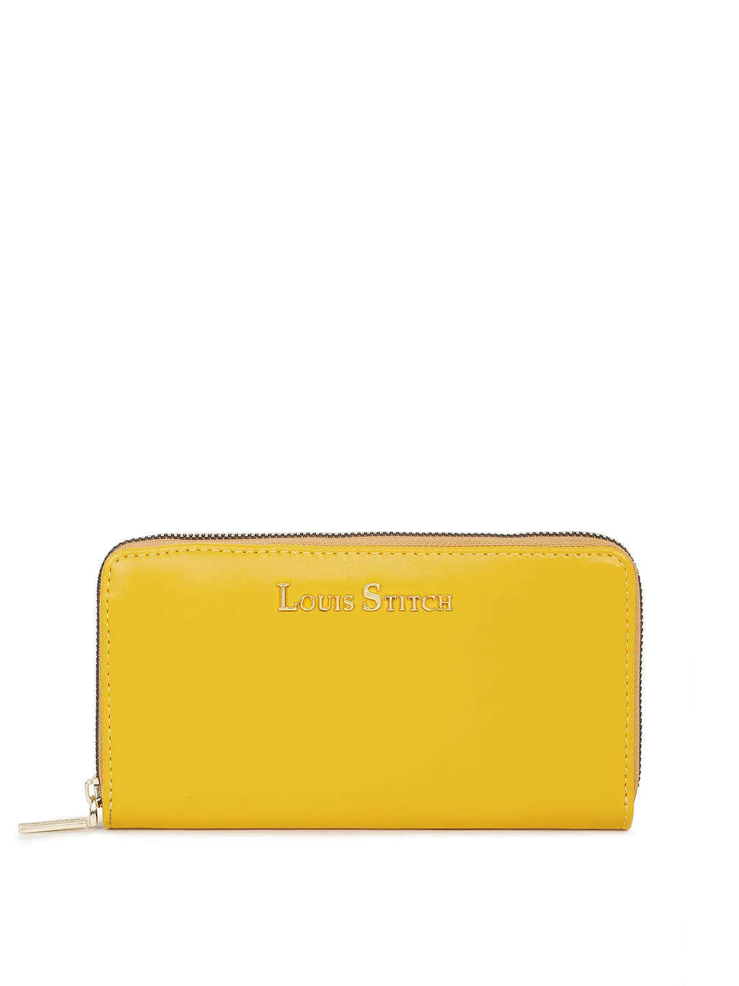 Stylish Yellow Clutch Hand Purse for Women with Zipper Closure