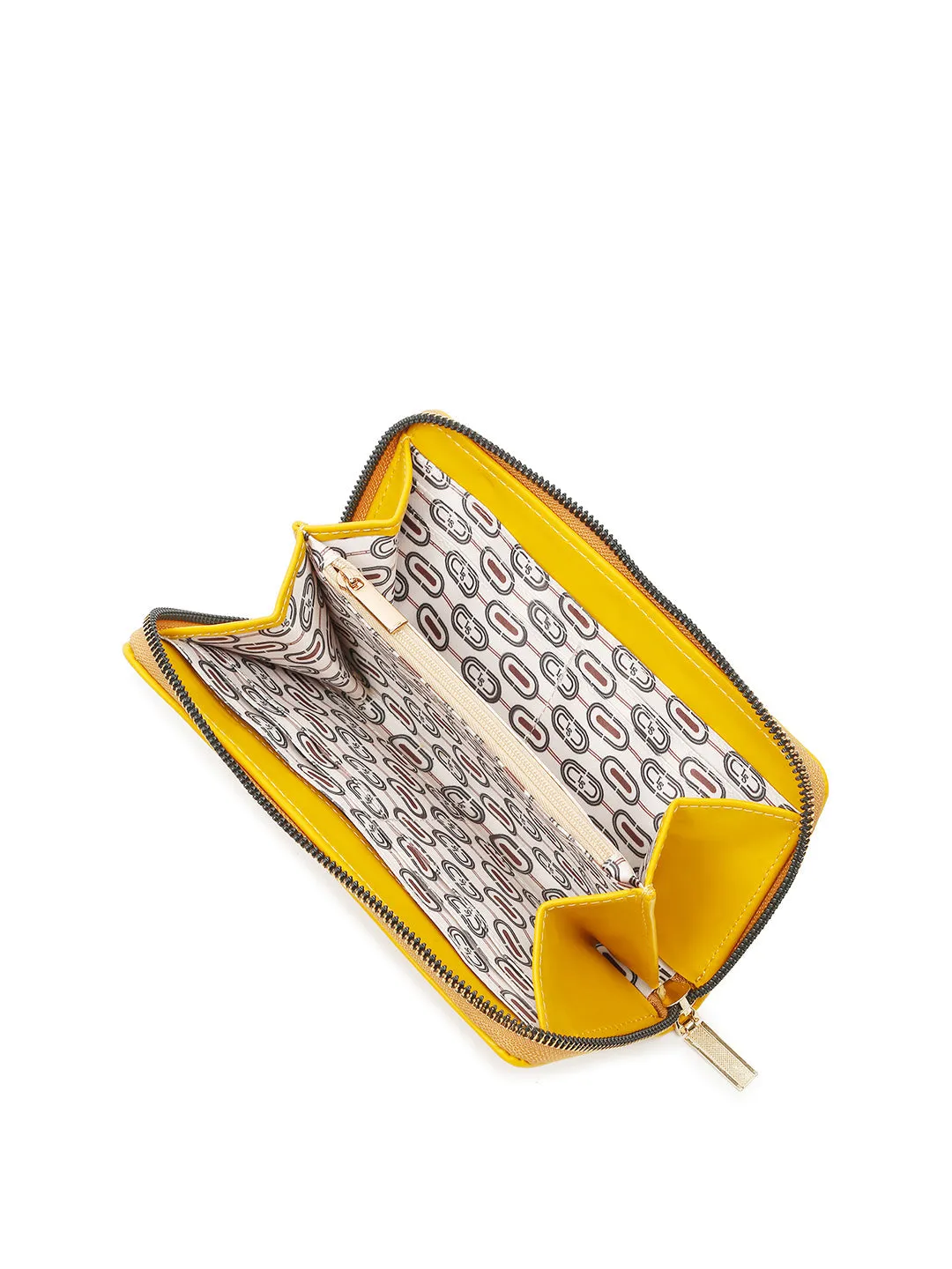 Stylish Yellow Clutch Hand Purse for Women with Zipper Closure