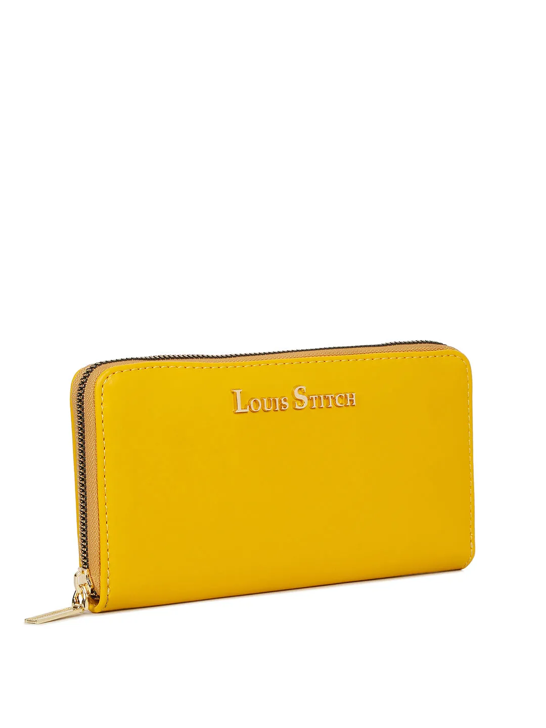 Stylish Yellow Clutch Hand Purse for Women with Zipper Closure