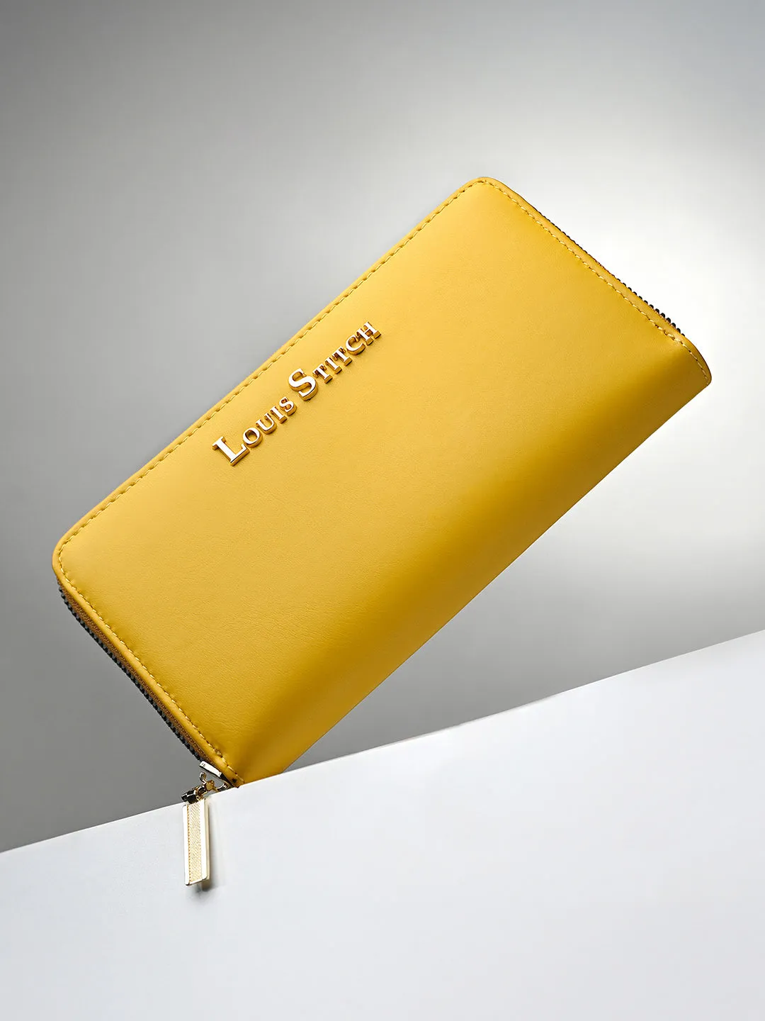Stylish Yellow Clutch Hand Purse for Women with Zipper Closure
