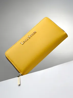 Stylish Yellow Clutch Hand Purse for Women with Zipper Closure