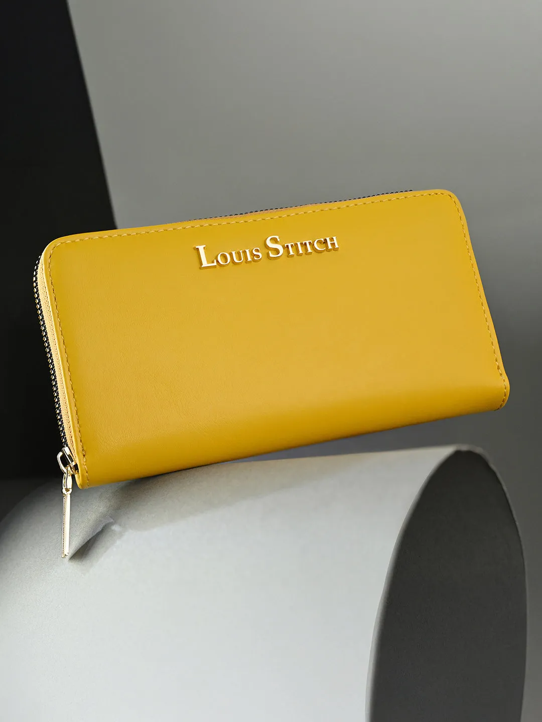 Stylish Yellow Clutch Hand Purse for Women with Zipper Closure