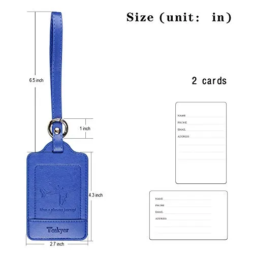 Teskyer Luggage Tags, 3 Pack Premium PU Leather Luggage Tags