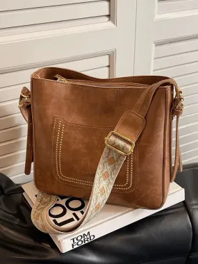 Vintage Leather Bucket Shaped Bag