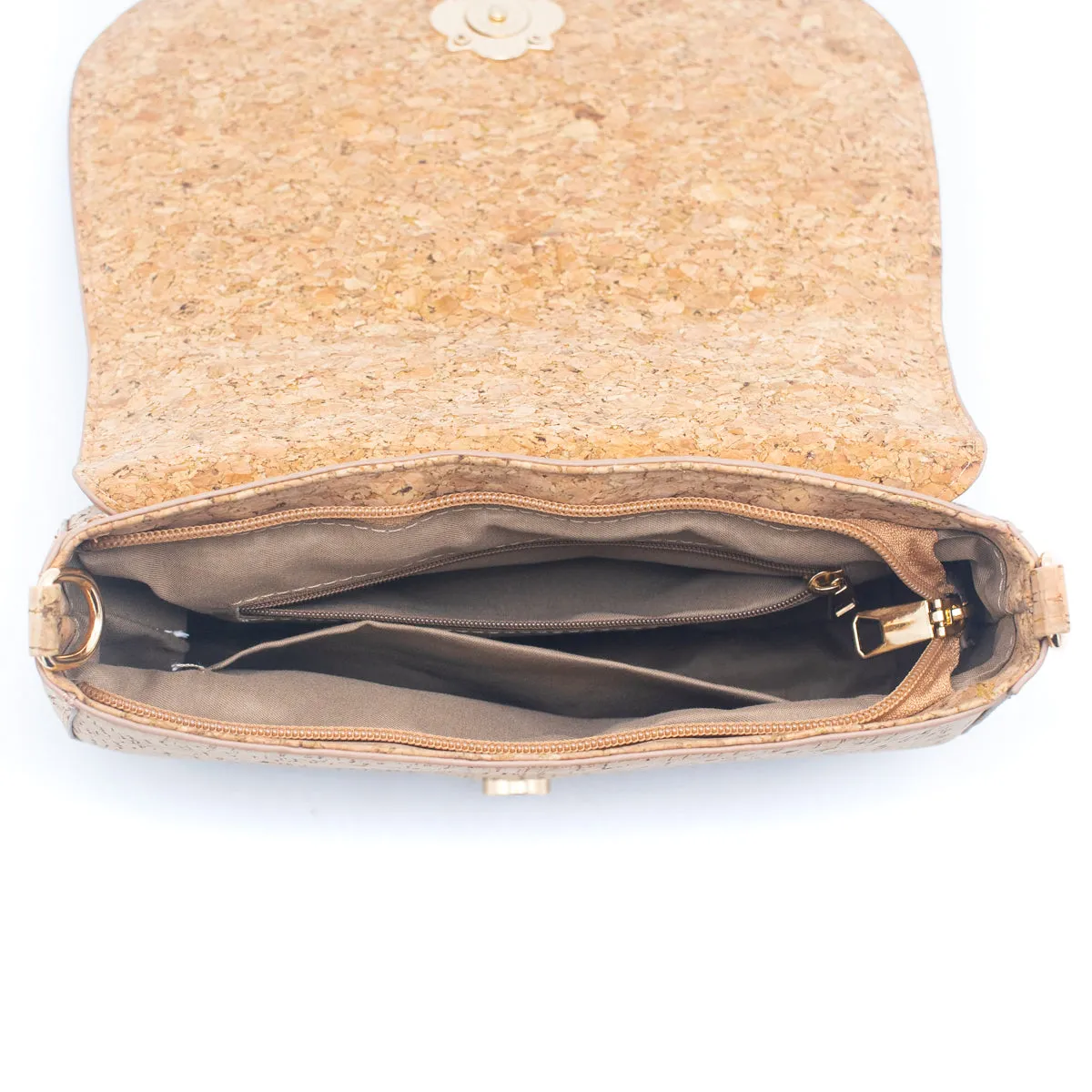 White Daisy Cork Crossbody Bag with Wide Woven Strap for Women BAGF-080